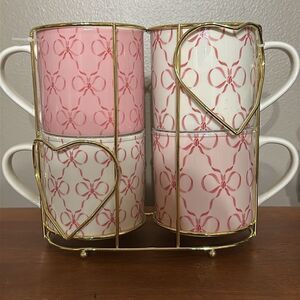 Eaton Fine Dining Bow 🎀 Mugs with Gold Heart Holder!